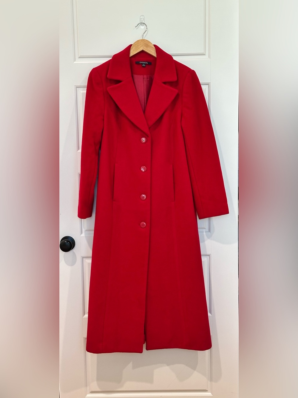 Chadwicks Vibrant Red Long Button-Trench Coat Size 4